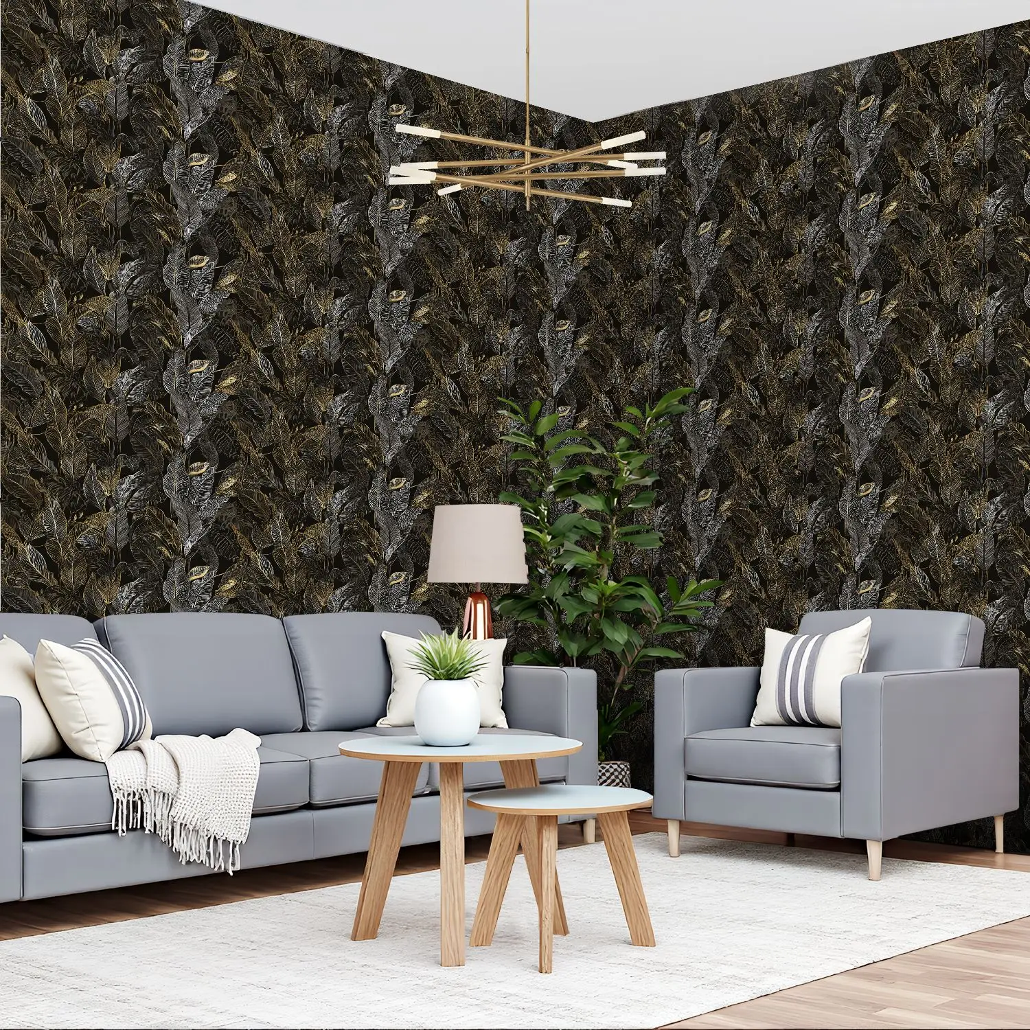 

Роскошные тропические монотанические обои 22,83 "X 118" водонепроницаемые обои для гостиной/спальни/ванной комнаты ПВХ стикер на стену