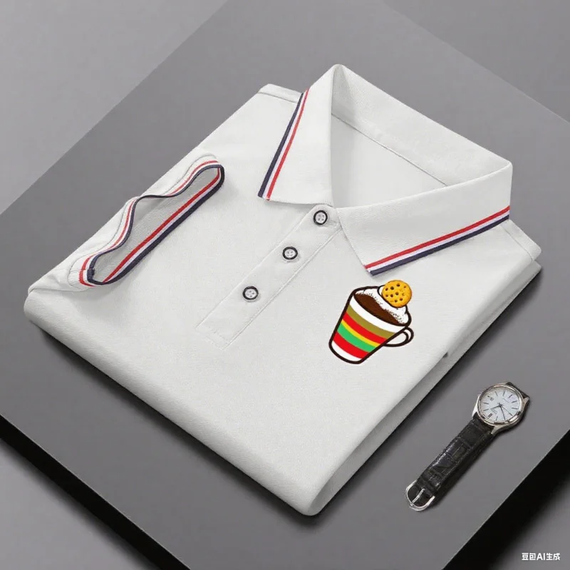 

Men's and Women's Polo Shirts Summer Striped Lapel Collar T-shirts Business Casual Fashion Brands Striped Cuffs Short Sleeves