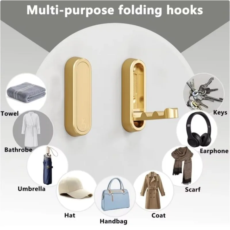 1/2/3pcs Folding Wall Hooks Towel Coat Hook Aluminum Alloy for Home Kitchen Bathroom Towel Hanger Heavy Duty Flip Down Robe Hook image 3