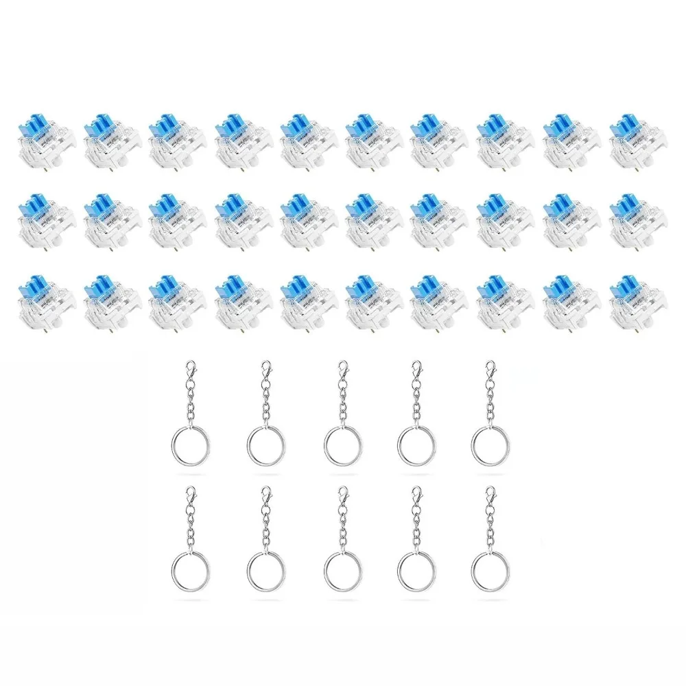 30/50PCS POM Keyboard Switch Tester Dustproof Blue Switch Transparent Tester Base Mechanical Switch Set Replaceable Switches