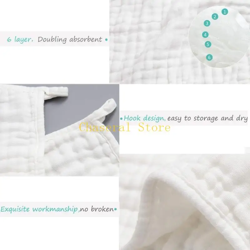 E7CE 6 Pack Muslin Cloths White Face Cloths Towels Newborn Boy 6 Layers Baby Muslins Pack Girl Face Cloths Towels