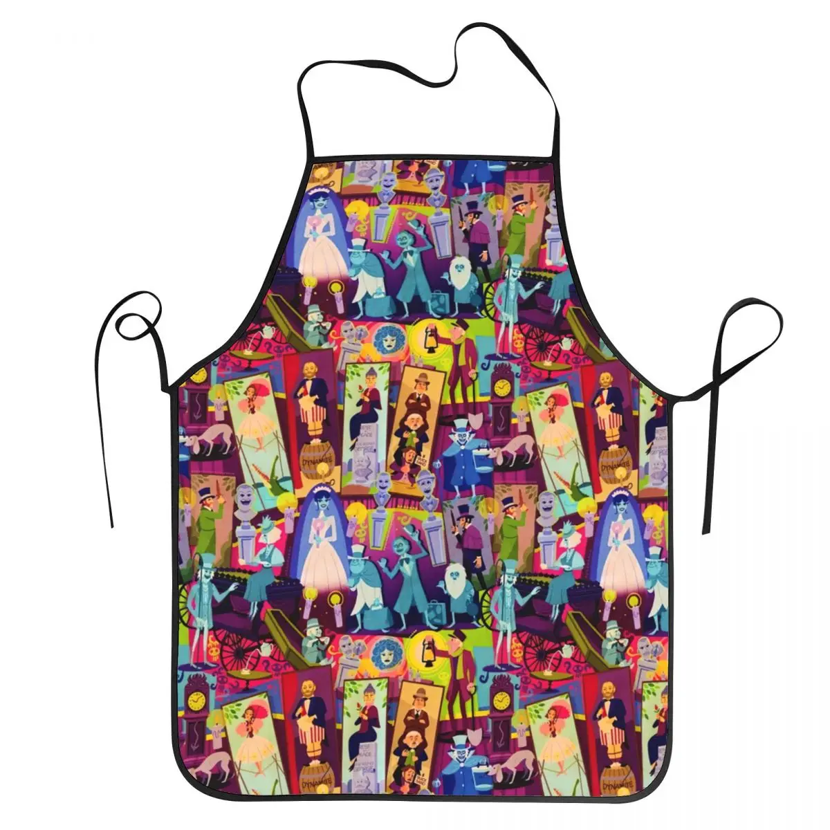 Retro Haunted Mansion Collage Apron Women Men Unisex Bib Halloween Kitchen Cooking Tablier Cuisine Chef Gardening