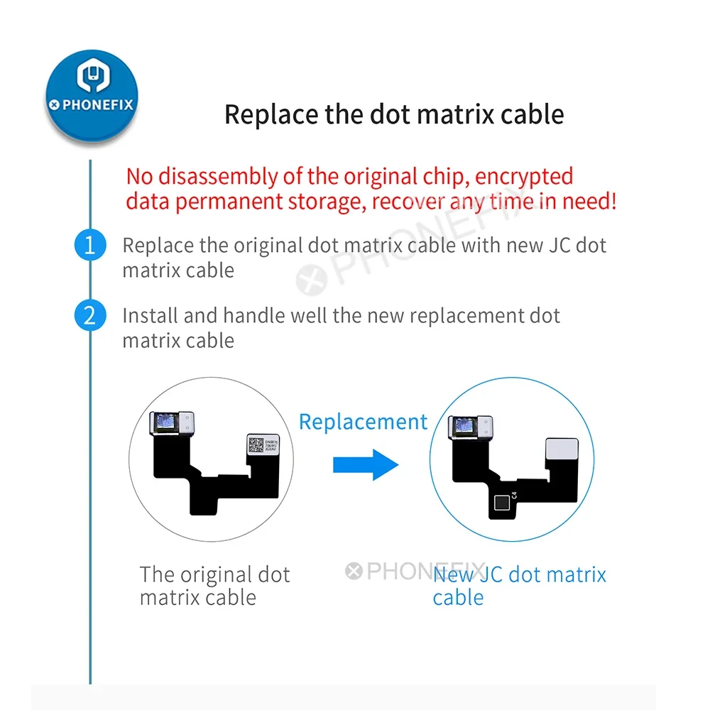 JC Dot Matrix Cable For iPhone Face ID Fix X/11/11P/11PM/12/12P/12PM /13/13Mini/14/14PROMAX Dot Matrix Face ID Repair Flex Cable