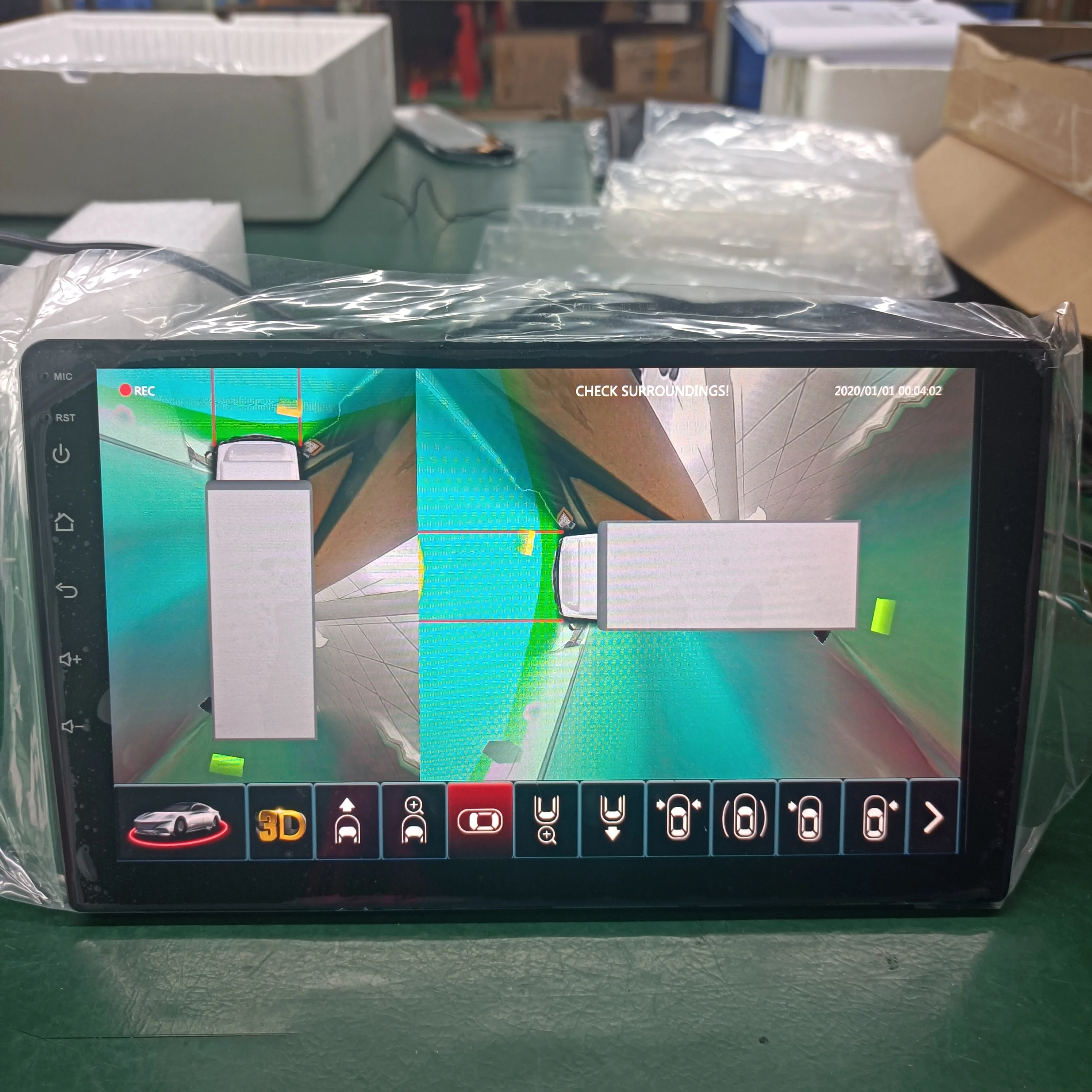 نظام رؤية الطيور ثلاثي الأبعاد 360 درجة للحافلة مقاوم للماء لأمن السيارة، نظام استشعار مواقف السيارات