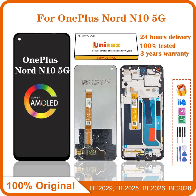 

6.49'' For OnePlus Nord N10 5G LCD Display Screen Touch Panel Digitizer 1+N10 BE2029, BE2025 LCD With frame Replacement Parts