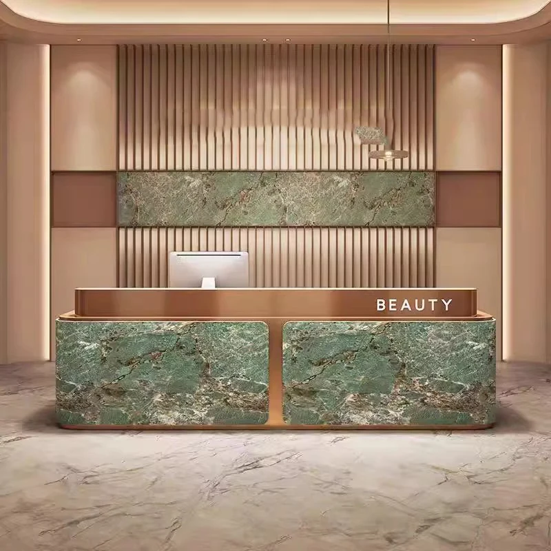 Banchi reception moderni marroni Cassetto portaoggetti dal design economico Banchi reception bianchi alti Best Long Empfangs Tresen Mobili per ufficio