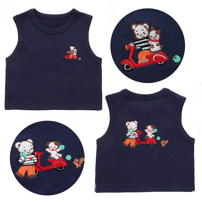 

Семейные милые жилеты для мальчиков и девочек, весенне-осенний новый детский жилет с рисунком медведя, щенка, автомобиля на плечо
