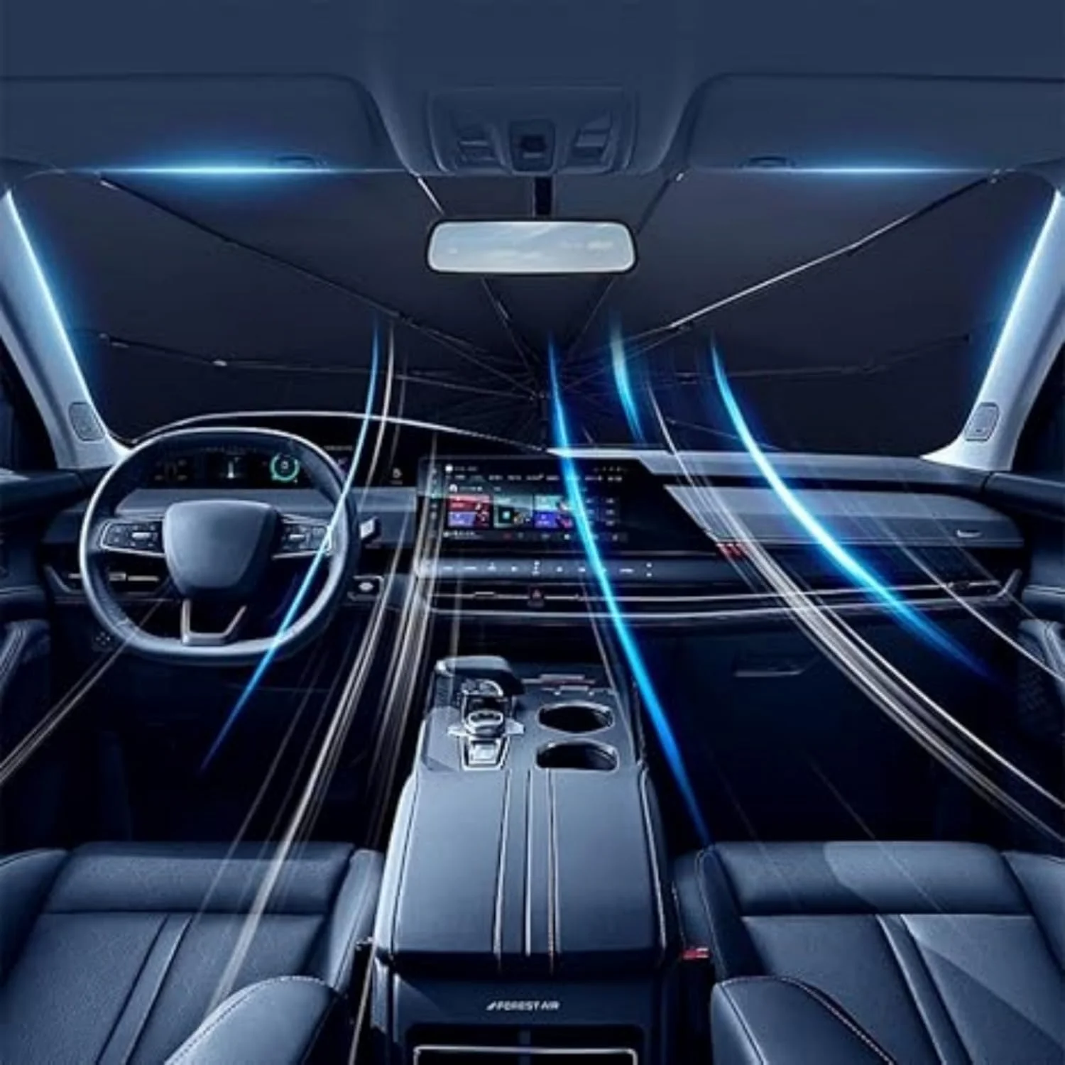 Foldable Car Windshield Sunshade Reflective Titanium Silver UV Heat Shield Universal Cooling Car Accessory for Sedans SUV Trucks