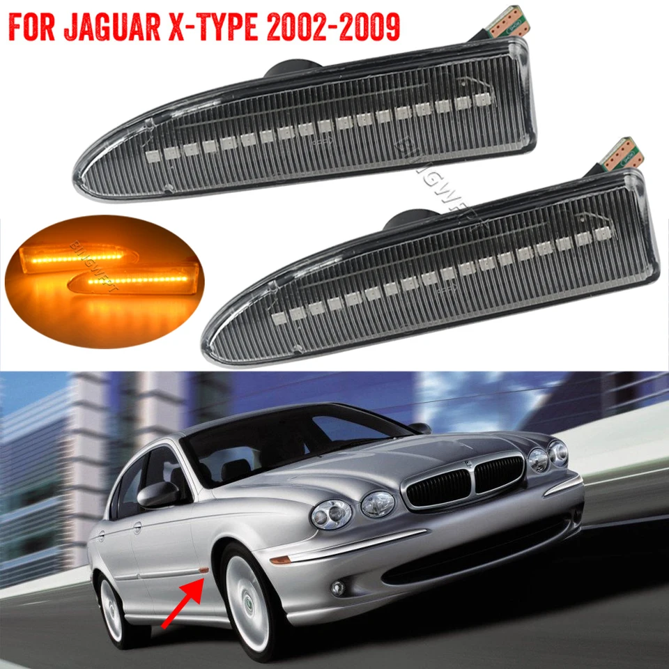 Lot De 2 Clignotants Latéraux LED Dynamiques Pour Jaguar X-TYPE 2002-2009 - E-Mark Canbus