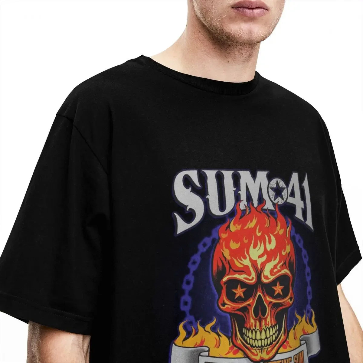 Vintage T-Shirt Sum 41 Plot 2024 International Farewell Tour 100% Cotton T-Shirts Hip Hop Tshirt for Men's Short Sleeve Tees