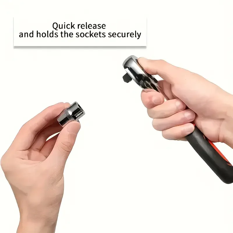 Conjunto de chave de catraca de 12 peças, aço cromado 1/4 1/2 polegadas chave de roda bidirecional ferramenta de reparo automático