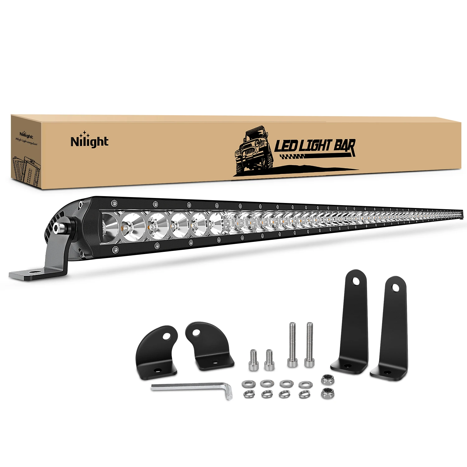 Nilight Led Light Bar Amber 41 Inch 100/150/200/250W Super Slim Spot Flood Combo 19000LM 3D Driving Fog Off Road Lights for Trucks Pickup SUV ATV UTV Boat 4x4 Van Camper-2 Style Mounting