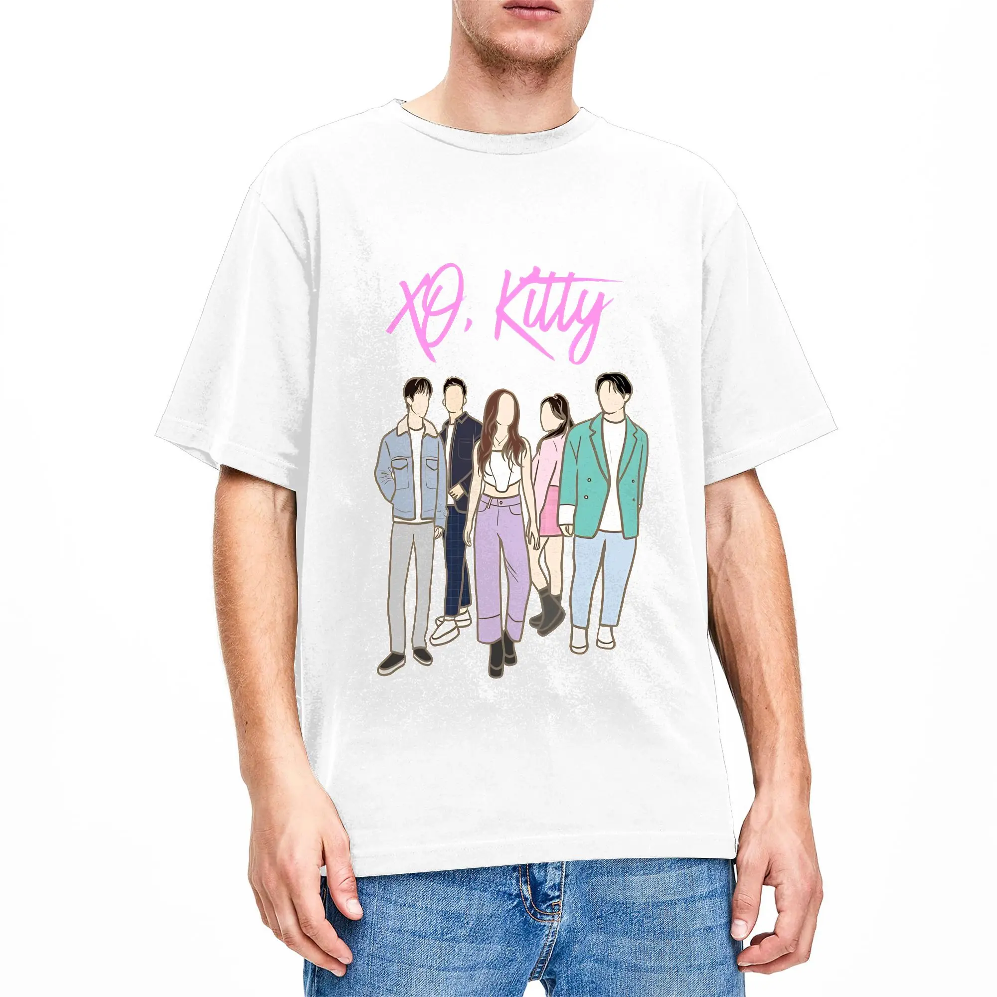 XO Kitty Poster, T Shirt Summer  Vintage T-Shirts 100 Cotton Leisure Tee Shirt For Men's Casual Tops