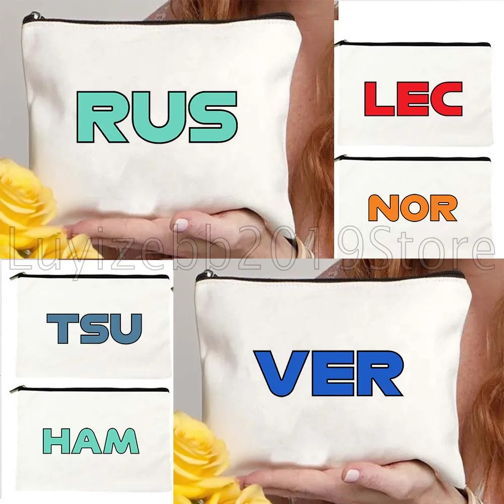 Fashion Racer Name Racing Fan Gift Canvas Cosmetic Bag Makeup Case Travel Toiletries Organizer Storage Make Up Pouch Pencil Case