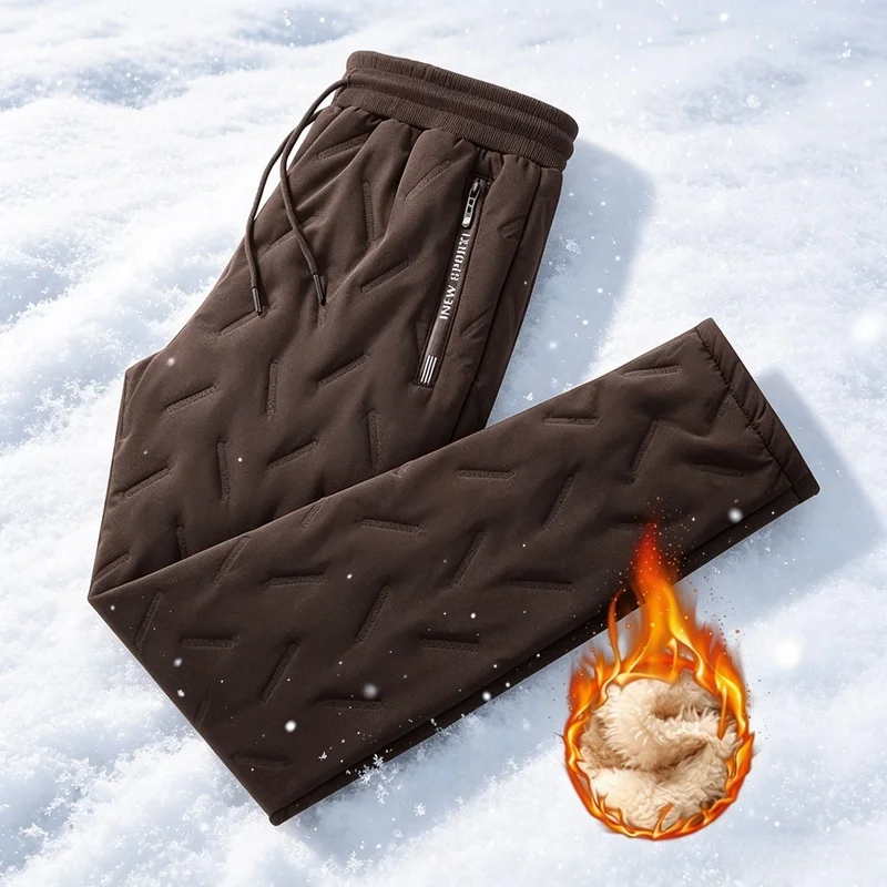 Winter Trousers Man Waterproof Pants Men's Large Size Outdoor Fleece Pants Winter Lambswool Sweatpants Snow Clothing Sets 4