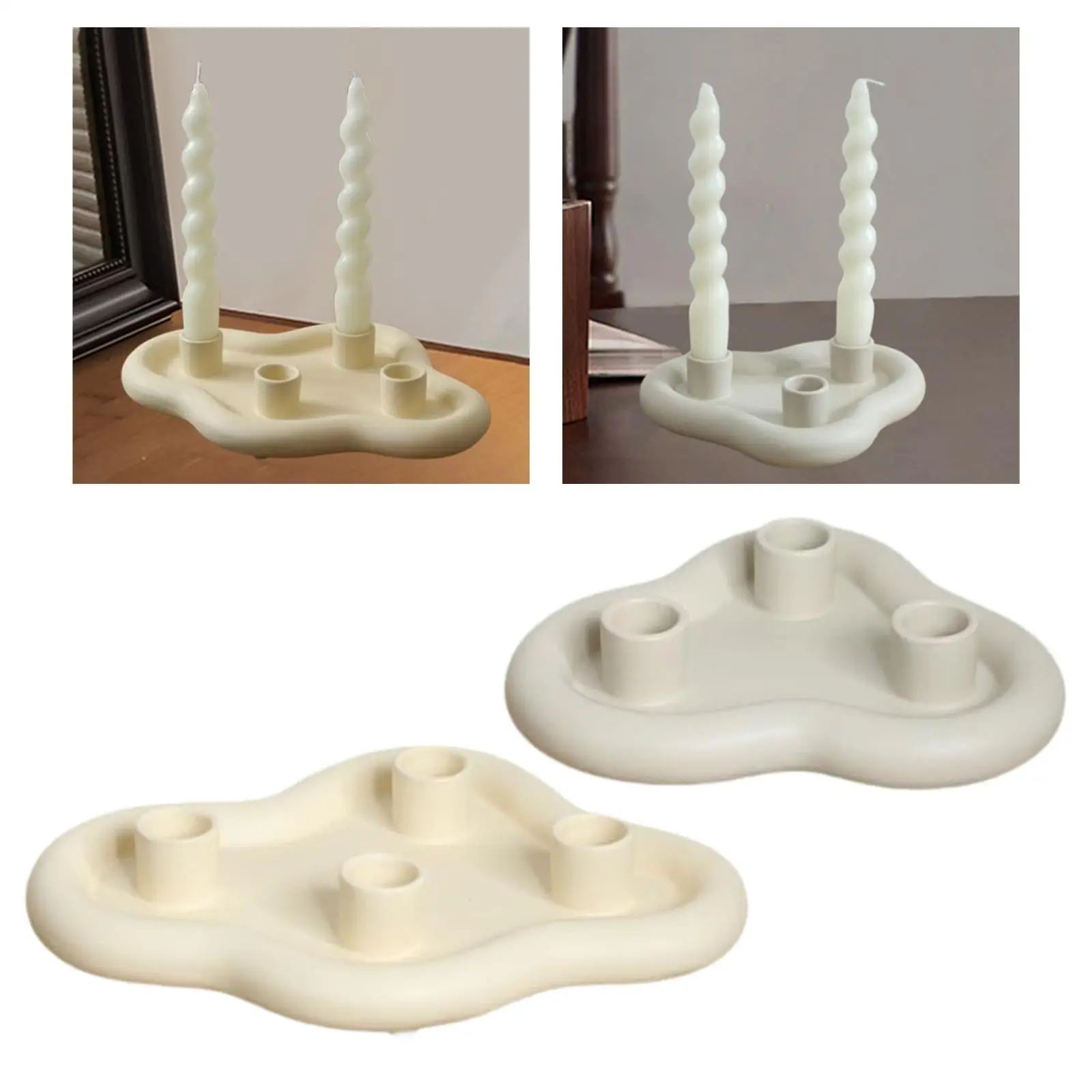 Taper Candle Holder Tray Decorative Ceramic Candlestick Candles Stand for Christmas Wedding Farmhouse Church Valentine's Day