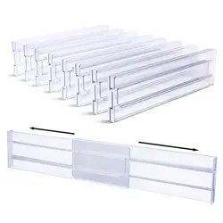 Drawer Dividers Organizers 8 Pack, Adjustable Kitchen Drawer Storage, Clear Plastic Drawers Separators for Clothing