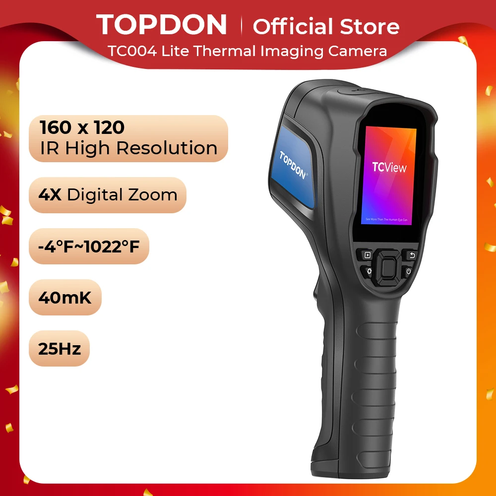 

TOPDON TC004 Lite Thermal Imaging Camera Handheld Infrared IR High 160*120 Pixel 4X Digital Zoom Travel Adapter