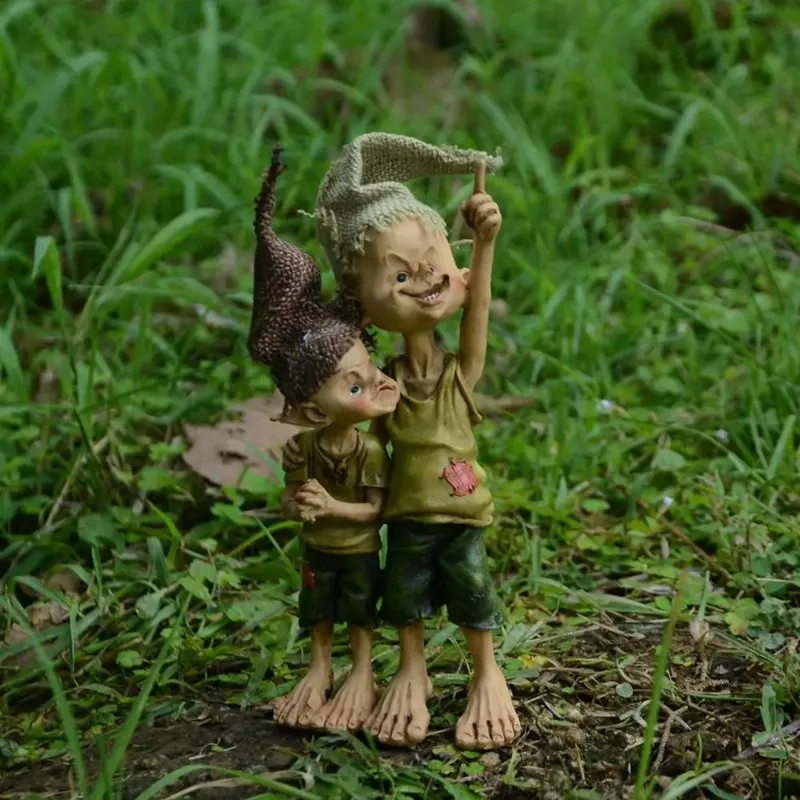 Garden Decoration Elf Statues Elf and Squirrel Statues Perfect Terrace Decoration Ideal Micro Landscape and Desktop Decoration