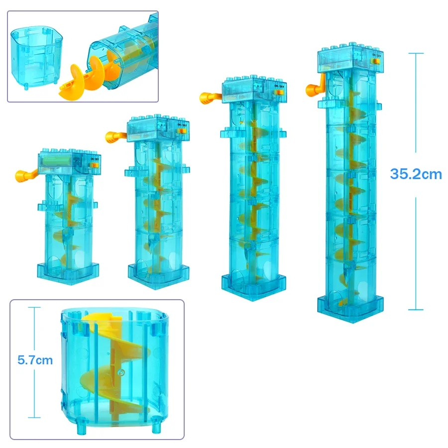 MOC Big Size Spiral Slide Bricks Ball Race Run Track Electric Lifting Slide Large Size Building Blocks Toys Compatible Duploes