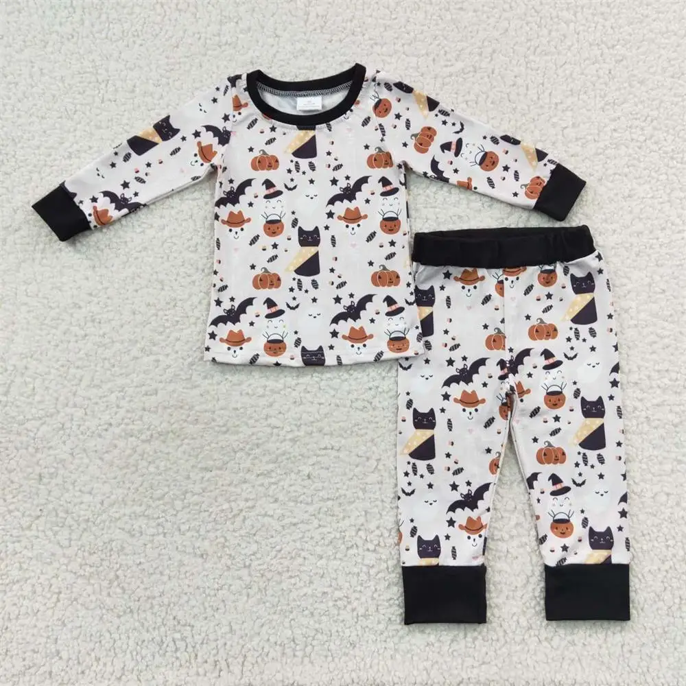 

Wholesale Children Long Sleeves Ghost Bats Shirts Pants Pajamas Kids Toddler Set Baby Boy Halloween Nightcloth Pumpkin Outfit