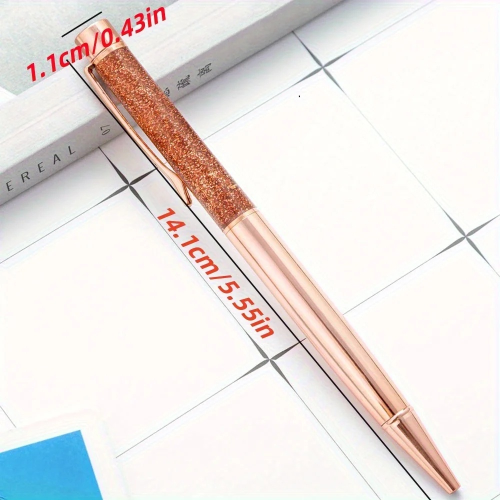 Custom Liquid Sand Round Ballpoint Pen - Personalized Engraved Rose Golden Glitter Pen - Christmas Gift - Bridesmaid Gift view 3