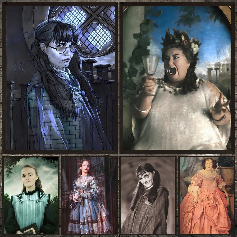 معالج المدرسة ملصق فني وطباعة ، معالج القلعة شبح ملصق ، سيدة الدهون الغناء والشبح الورني على لوحات القماش الجدارية