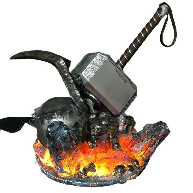 

60cm Thor Hammer Defeated Fire Giant Surtur model LED light mjolnir cosplay show base gift home decoration collection toy