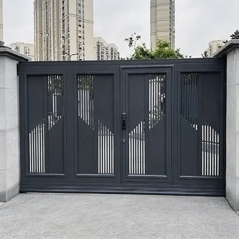 Aluminum Driveway Gate Luxury Villa Garden Rustproof Security Automatic Sliding Swing Electric Gate Customizable Colors Sizes