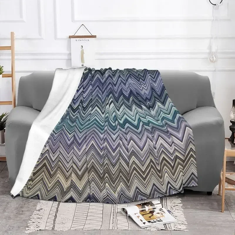 Home Zig Zag Bohemian 3D Printed Blankets Breathable Soft Flannel Autumn Zigzag Boho Pastel Throw Blanket for Sofa Home Bedding