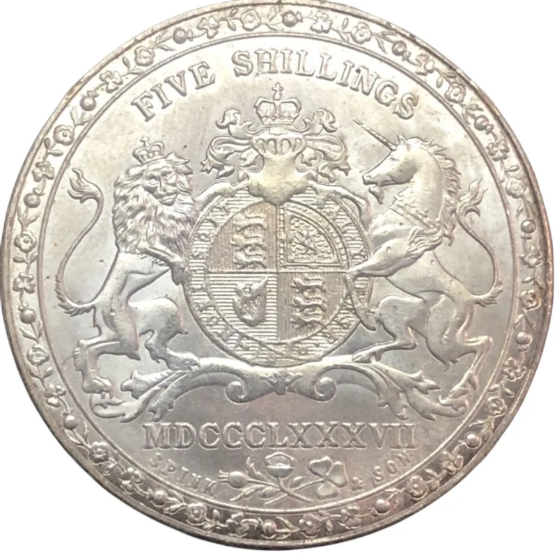 1887 United Kingdom 1 Crown Silver Plated Copy Coin