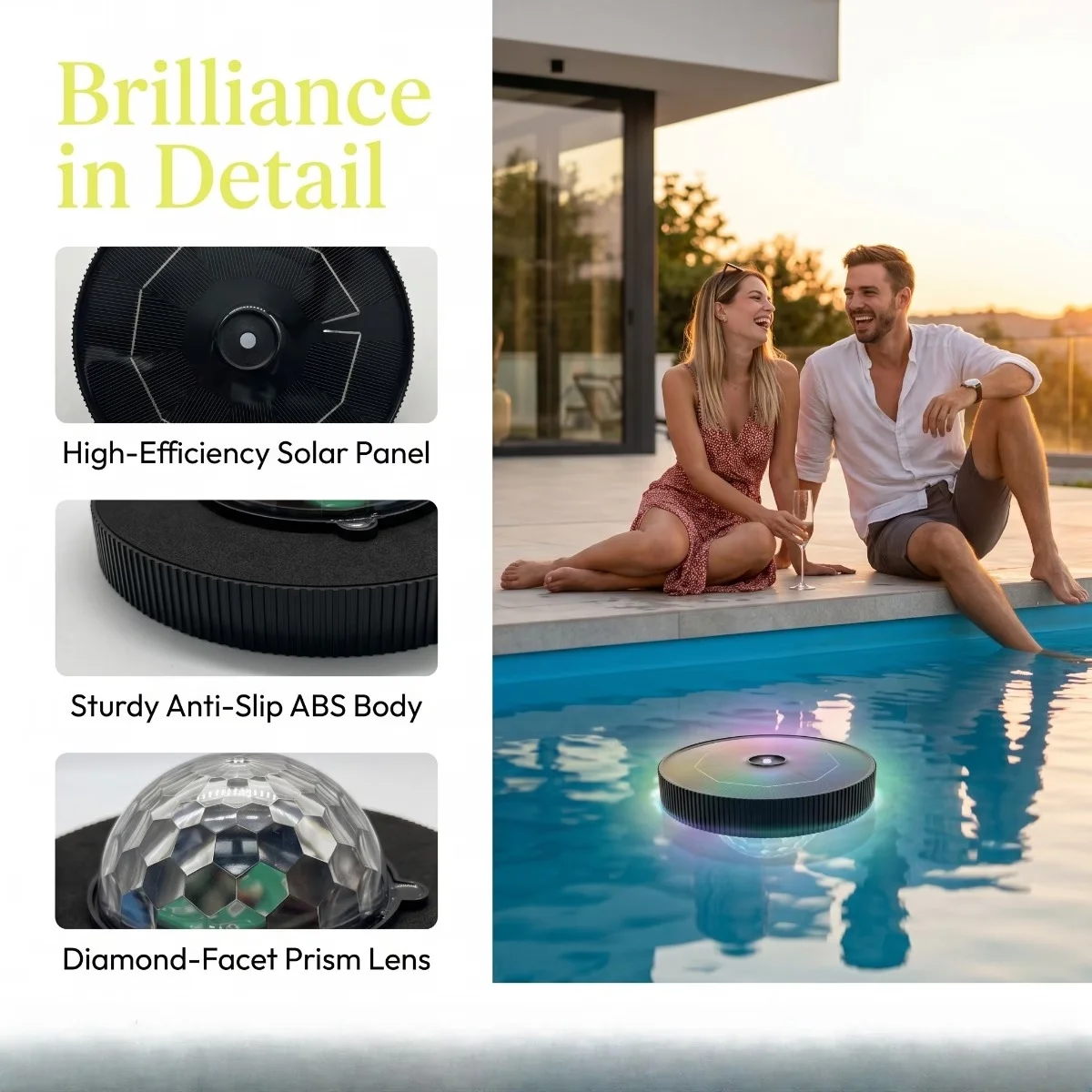 Solar Floating Pool Lighting, RGB Colour Changing Waterproof Pond Lights for Decoration of Swimming Pools, Yard Roads