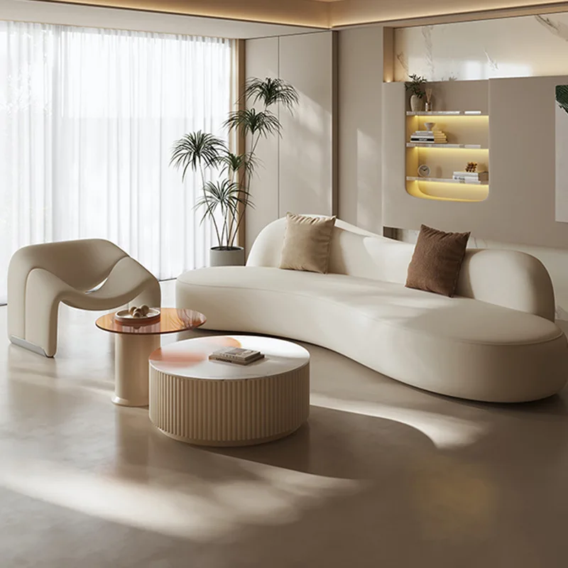Fabric Sofa Living Room Small Apartment Italian Minimalist Modern Technology Cloth Curved