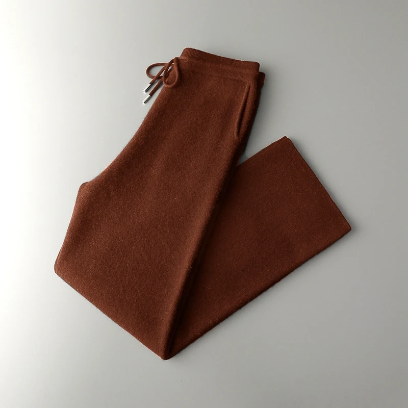 

Autumn And Winter Siping Thick Wide-Leg Pants 100% Pure Wool Men's Loose Straight Wool Knitted Pants