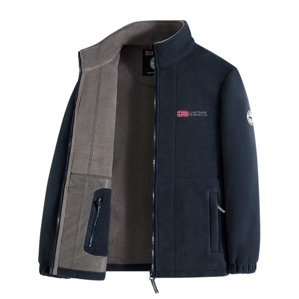 

Синяя куртка на молнии с норвежским флагом и V-образным вырезом, с длинными рукавами, для женщин среднего и старшего возраста