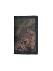 Hunting Camo Print Kids Wallet for Boys Girls Branch Camouflage Brown Fall Leaf Branches and Trunks Trifold Wallets