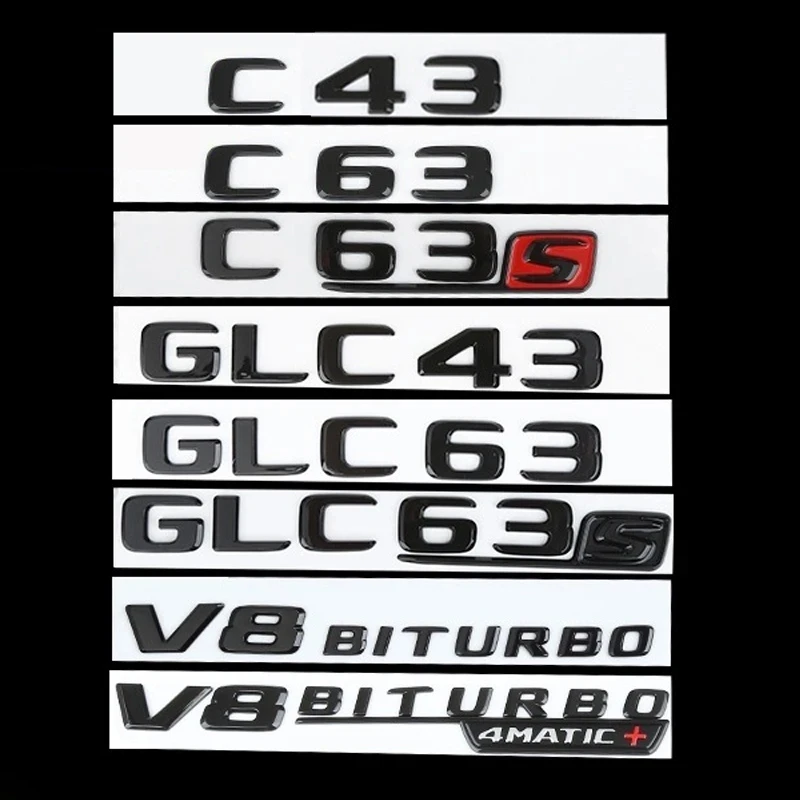 

3d Letters For Car Fender V8 BITURBO 4MATIC Emblem Stickers Mercedes Benz C43 C63 AMG W203 W204 W205 GLC43 GLC63S Accessories