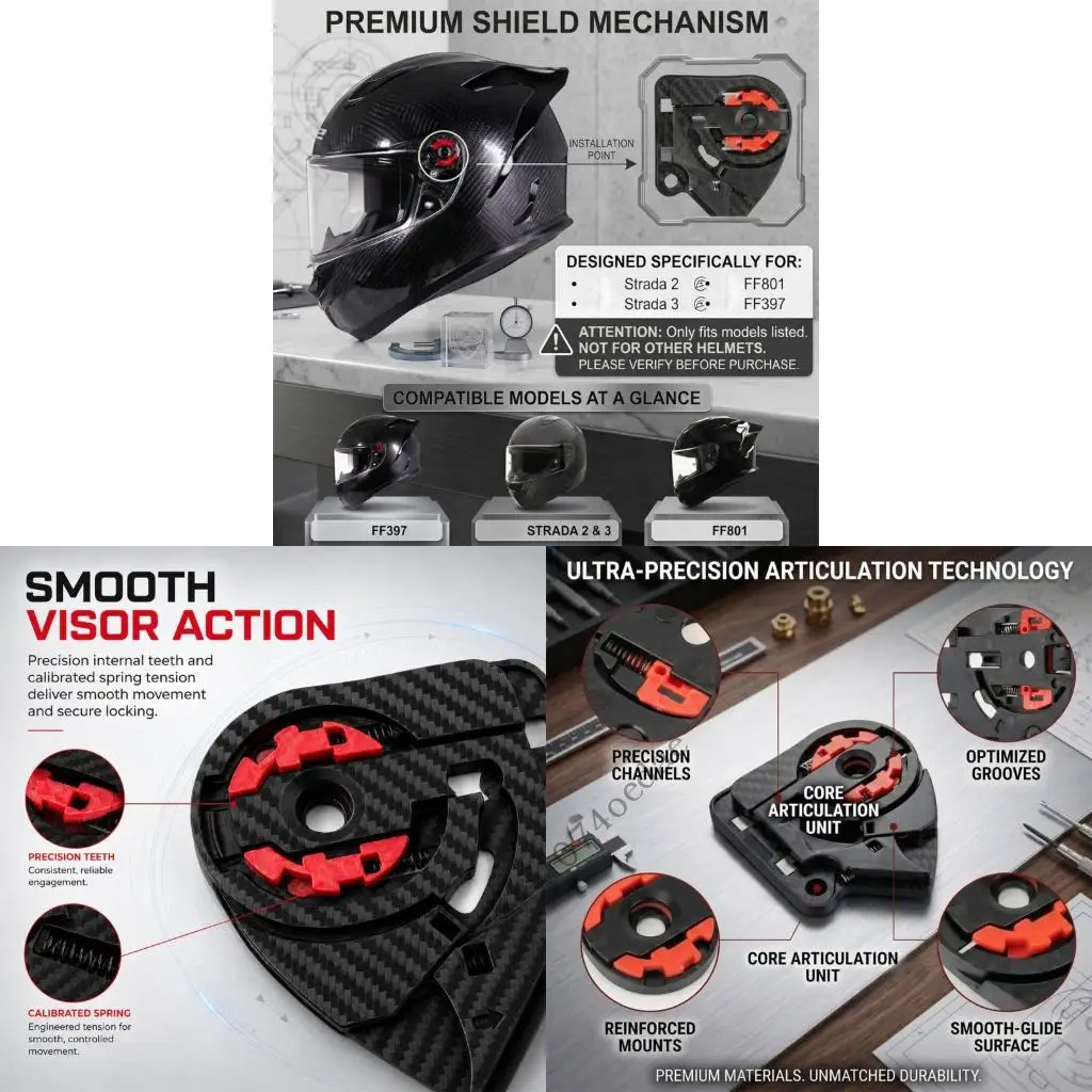Left and Right Helmet Base Hardware for FF801 FF397 Motorcycle, Side Mount Set with 4 Screws for Loose, Worn or Broken Base
