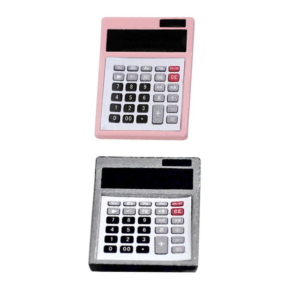 2 Pcs Miniature Calculator Model Realistic House Adornment Decor Simple Smooth Mini Landscaping Scene Supplies