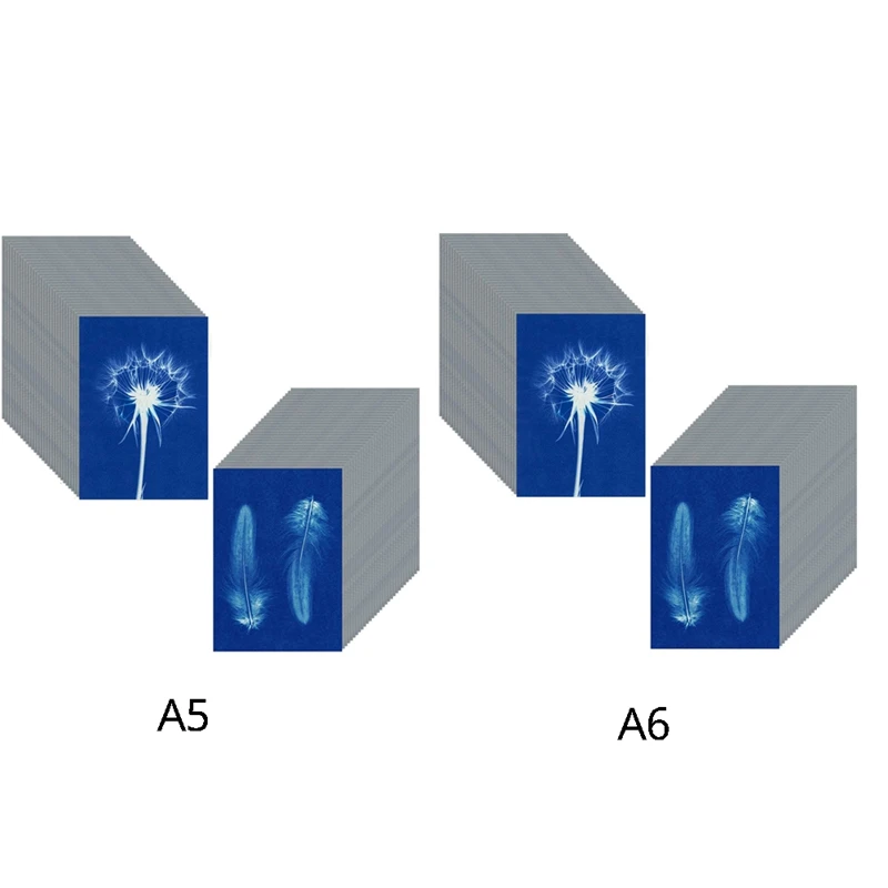 60 Sheets Sun Print Paper Cyanotype Paper Kit, Sun Art Paper With 1 Plastic Tool For Sun Printing, Solar Paper
