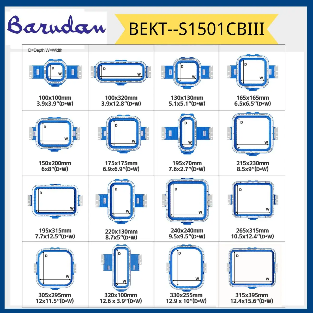 

Sewtalent Magnetic Mighty Hoop Embroidery Hoops for Barudan BEKT-S1501CBIII Pro 3 Single Head Embroidery Machine