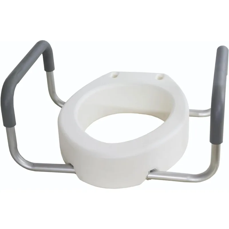 Essential Medical Supply Raised Elevated Toilet Seat Riser an Elongated Toilet with Padded Aluminum Arms Support and Compatible