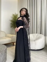 Black Evening Dresses Luxury Chiffon Long Dresses Lace Full Sleeve  Prom Dresses 2024 Cocktail Prom Gown New فساتين الحفلات