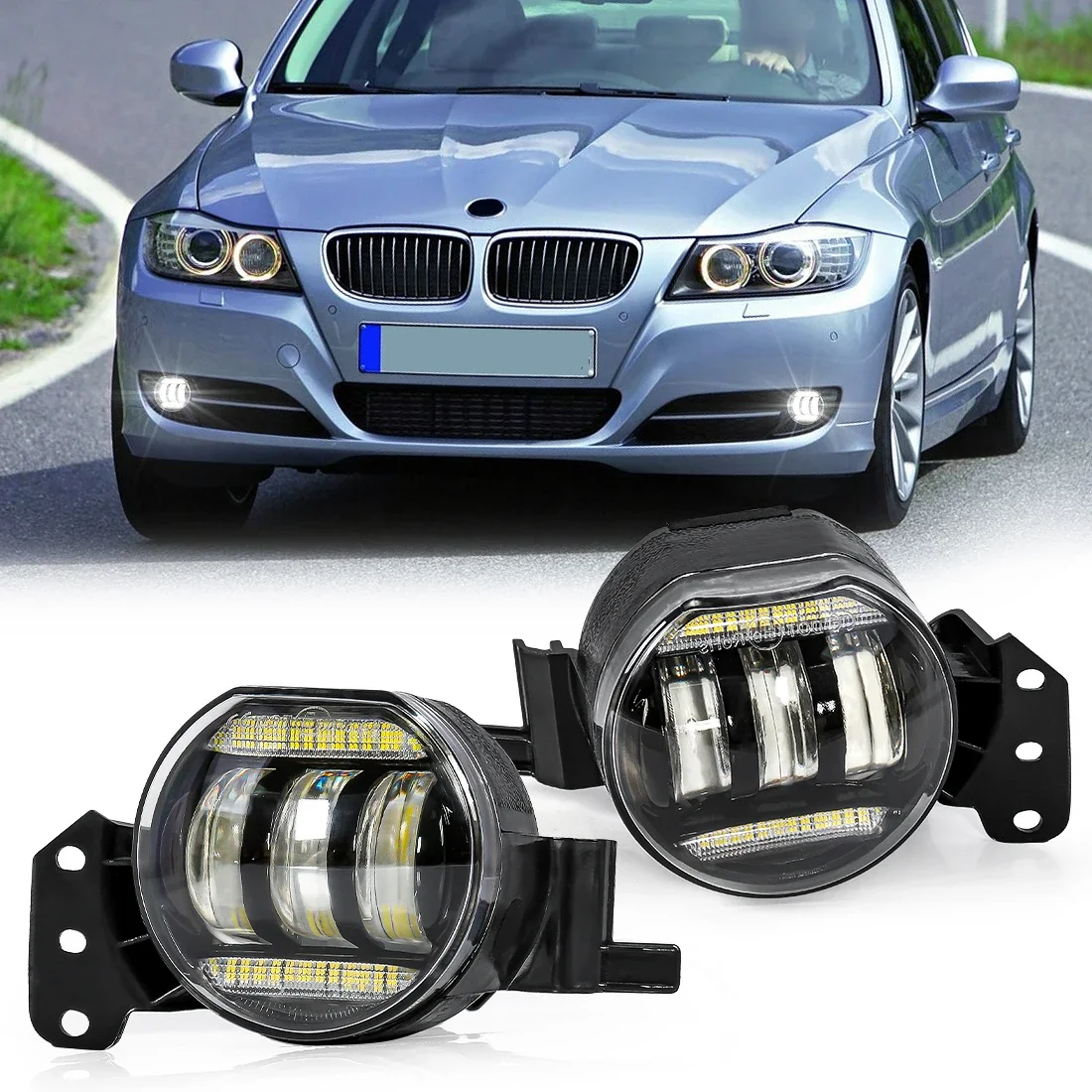 

LED Angel Eyes Lens Halogen Car Fog Lamp Assembly for BMW E46 E60 E61 2003 2004 2005 2006 2007 2008 Front Bumper Headlight 12V