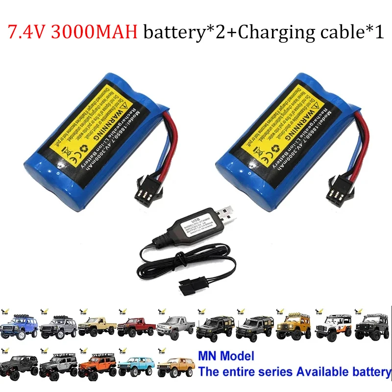 7.4V 3000mAh Li-ion Battery For MN82 MN82S MN82Pro MN78 MN98 MN99S MN168 MN128 RC Car Spare Parts