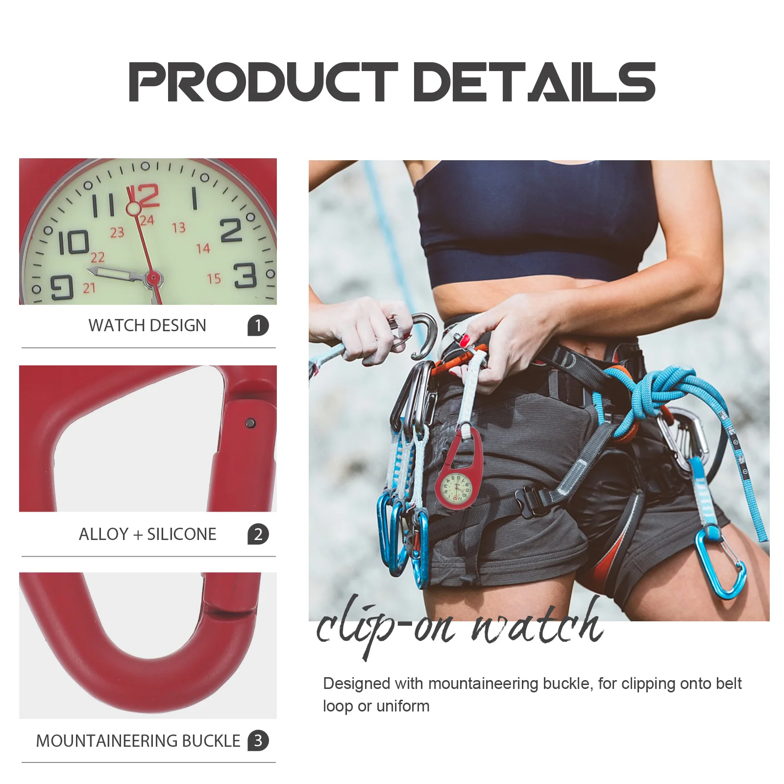 

Clip-on Quartz Light Buckle Belt Fob for Mountaineering Orange Creative Design Fluorescence Function