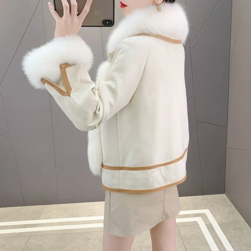 2025 Winter New Winter Fashion Futrzany ciepły płaszcz damski Kurtka puchowa Krótki płaszcz w dopasowanych kolorach