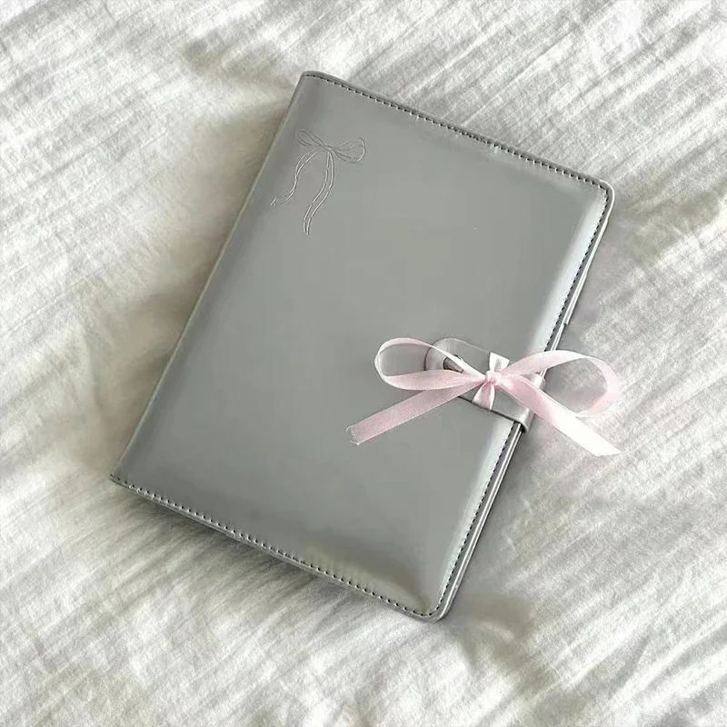 A5 PU Leather Silver Album with 20PCS 4grids Inner Pages Idol Photocards Collect Binder INS Kpop Photo Card Storage Book
