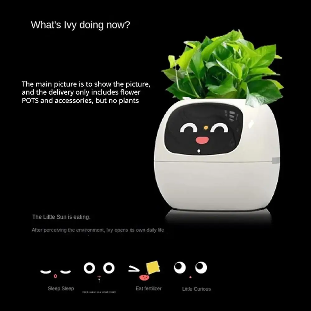 Inteligentny doniczka do pielęgnacji roślin z instrukcjami w formie emotikonów, idealna do dekoracji wnętrz i na prezenty, żółta