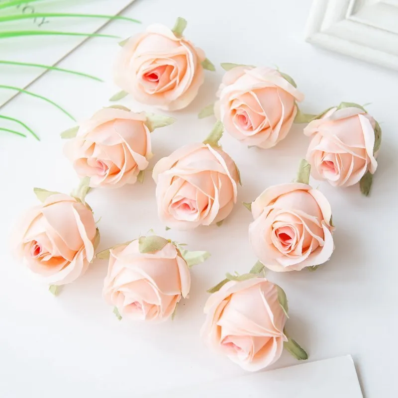 100 Stück billige Rosen köpfe für zu Hause Hochzeit liefert Dekoration DIY Weihnachts girlande Zubehör Sammelalbum Seide künstliche Blumen